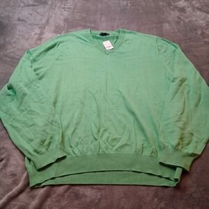 Brooks Brothers 346 Sweater V Neck 100% Supima Cotton Long Sleeve Green Men's XL